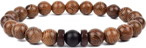 Bracelet Wooden Beads Balance Black Lava Rock Bangles Jewelry 8mm Natural Wood Women Prayer Jewelry Yoga Bracelets,37,19cm-7.5inch