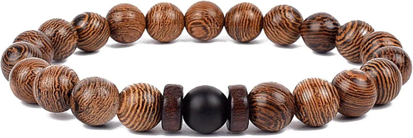 Bracelet Wooden Beads Balance Black Lava Rock Bangles Jewelry 8mm Natural Wood Women Prayer Jewelry Yoga Bracelets,37,19cm-7.5inch