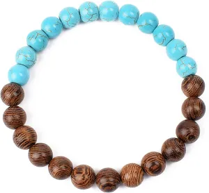 Bracelet Wooden Beads Balance Black Lava Rock Bangles Jewelry 8mm Natural Wood Women Prayer Jewelry Yoga Bracelets,4,17cm-6.7inch