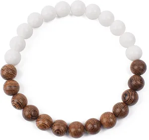 Bracelet Wooden Beads Balance Black Lava Rock Bangles Jewelry 8mm Natural Wood Women Prayer Jewelry Yoga Bracelets,6,23cm-9.1inch