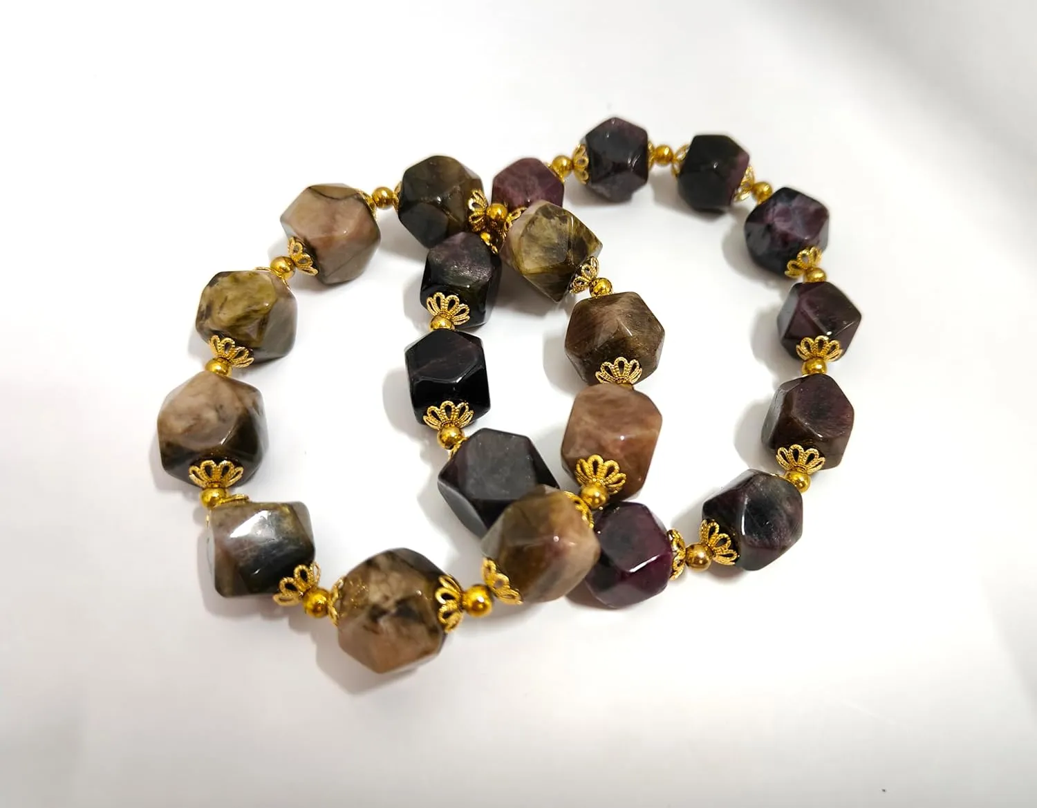 Bracelets Agate Handmade Gem Natural Stone Beaded Bracelets Agate Gemstones Stretch Bracelet Bohemian Pendant Beaded Stackable Colorful Charm Precious Gemstone Beads Stretch Bracelet for Women Men