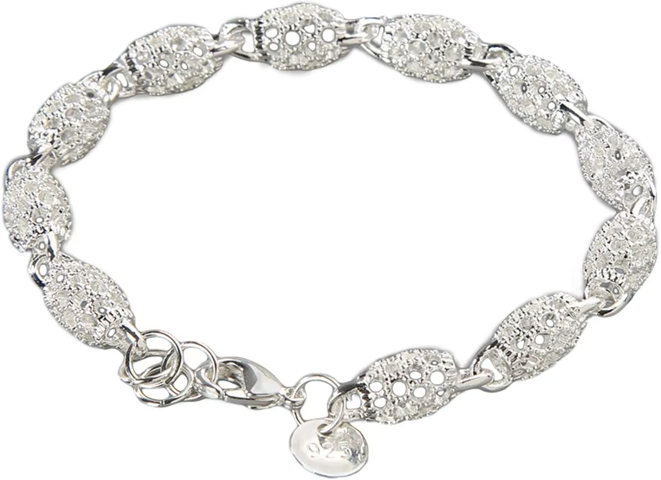 Bracelets braclets 925 Sterling Silver Bracelets Fashion Vintage Couples Hollow Wavy Design Bangles Party Jewelry Bangle (Style #1, 925 Silver Bracelet)