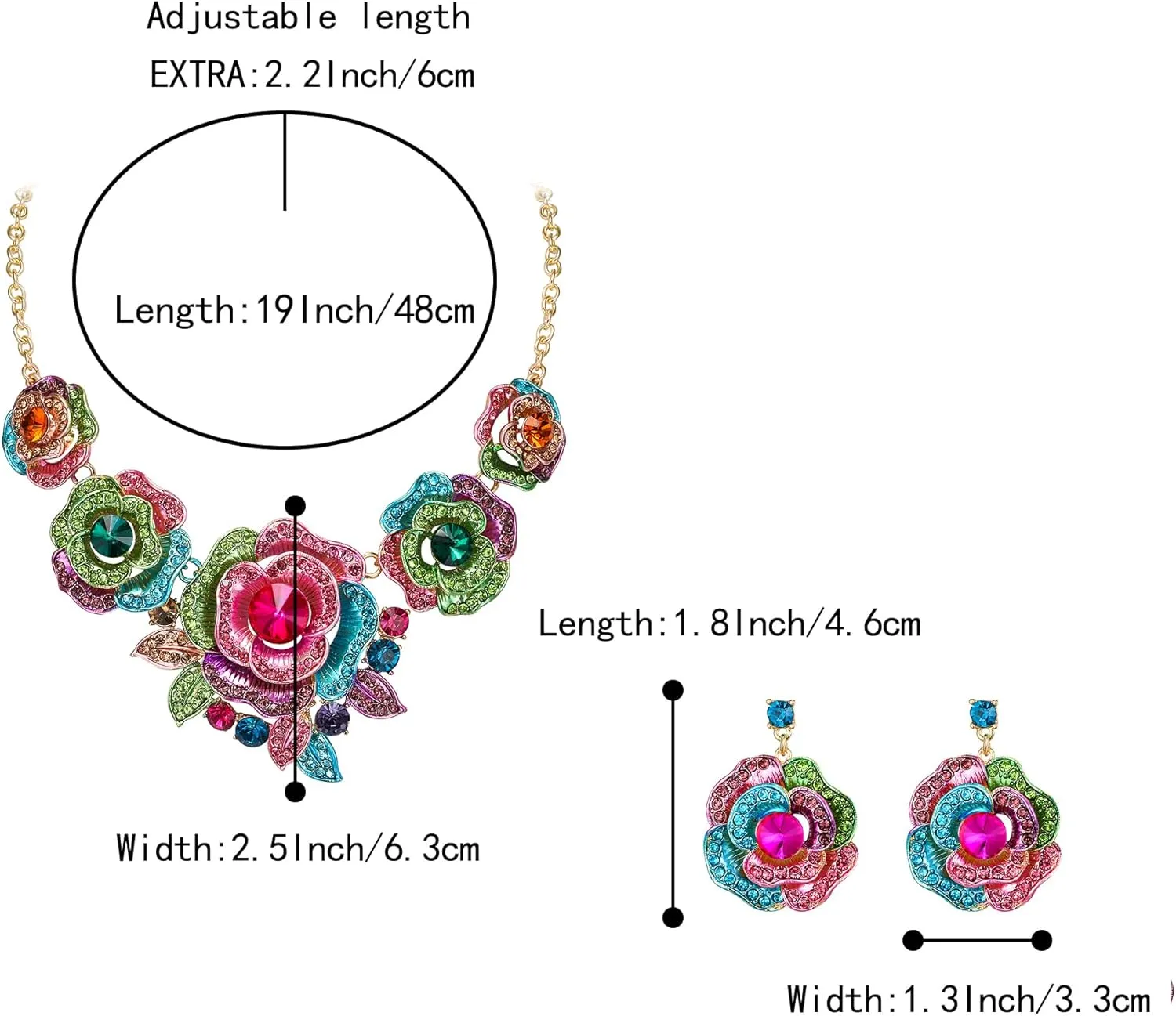 BriLove Gorgeous Stunning Crystal Layer Flower Cluster Statement Necklace Dangle Earrings Jewelry Set for Women Bridal Bridesmaid