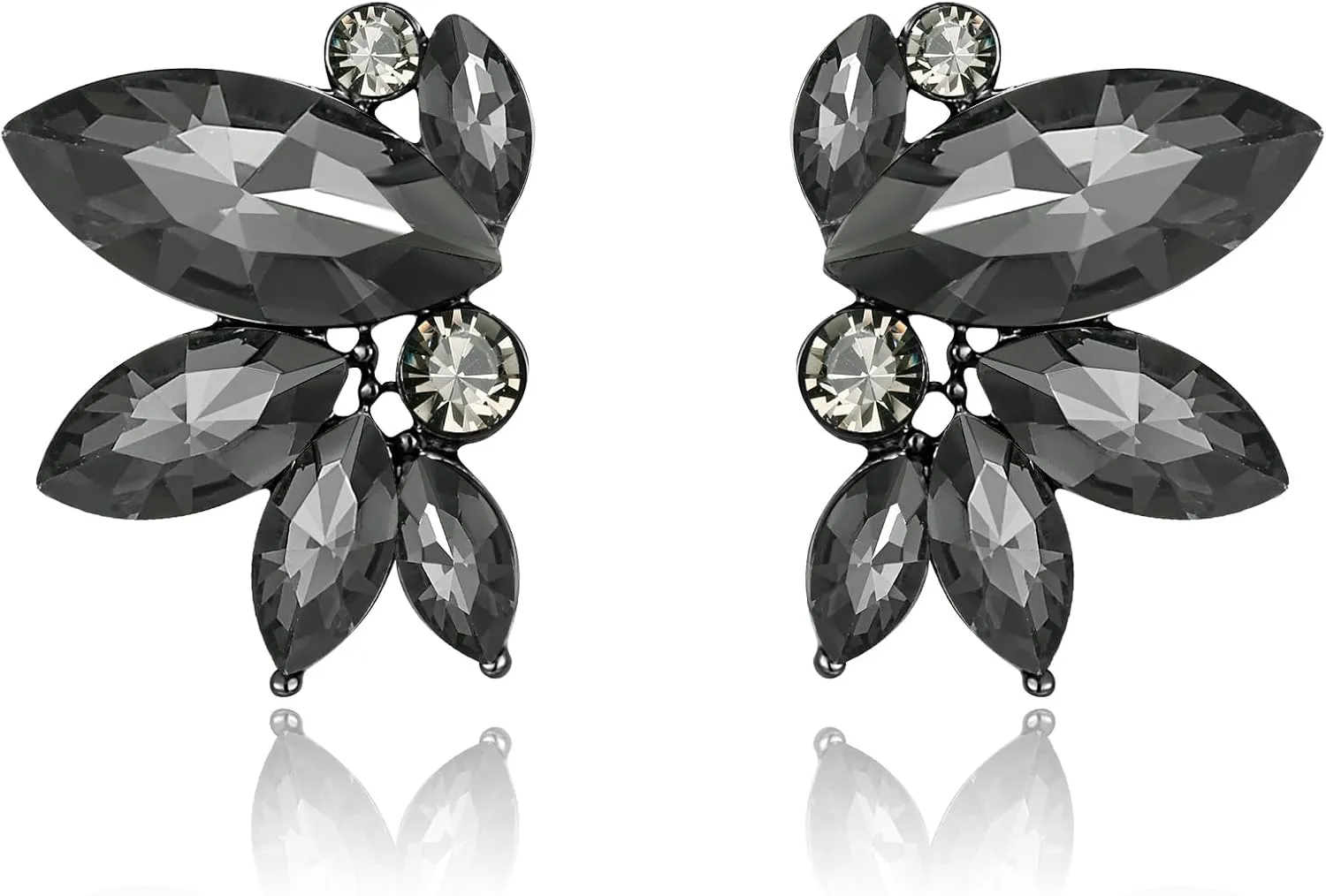 BriLove Gorgeous Stunning Rhinestone Marquise Stud Earrings for Women Wedding Bridal Party Prom Accessories
