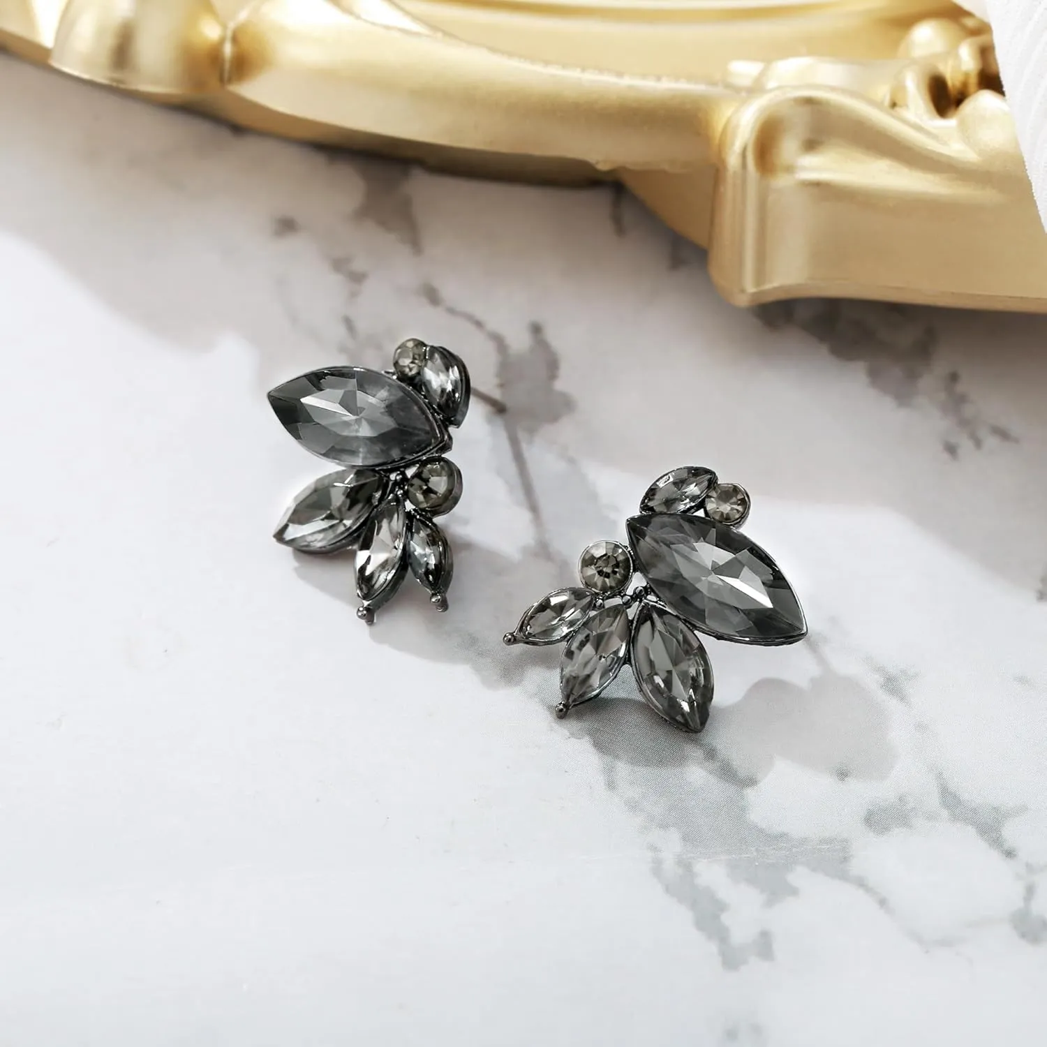BriLove Gorgeous Stunning Rhinestone Marquise Stud Earrings for Women Wedding Bridal Party Prom Accessories