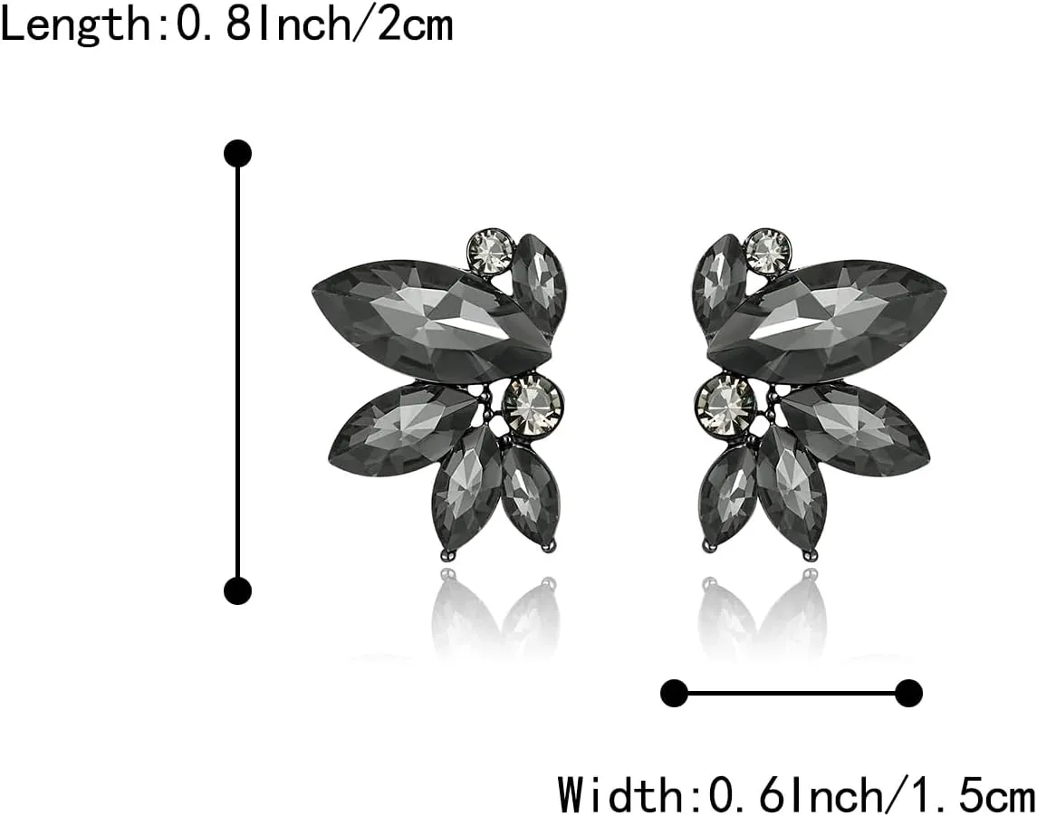 BriLove Gorgeous Stunning Rhinestone Marquise Stud Earrings for Women Wedding Bridal Party Prom Accessories