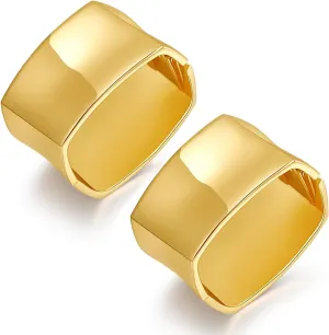 BROCC 2Pcs Gold Chunky Cuff Bracelets for Women Adjustable Bangle Gold Plated Twisted Hinged Bangle Bracelet Fashion Jewelry Trendy Cuff Bracelet for Daily Wear