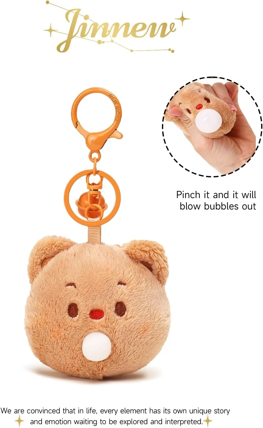 Brown Bear Heart Plush Keychain - Kawaii Cream Bear for Women, Creative and Fun