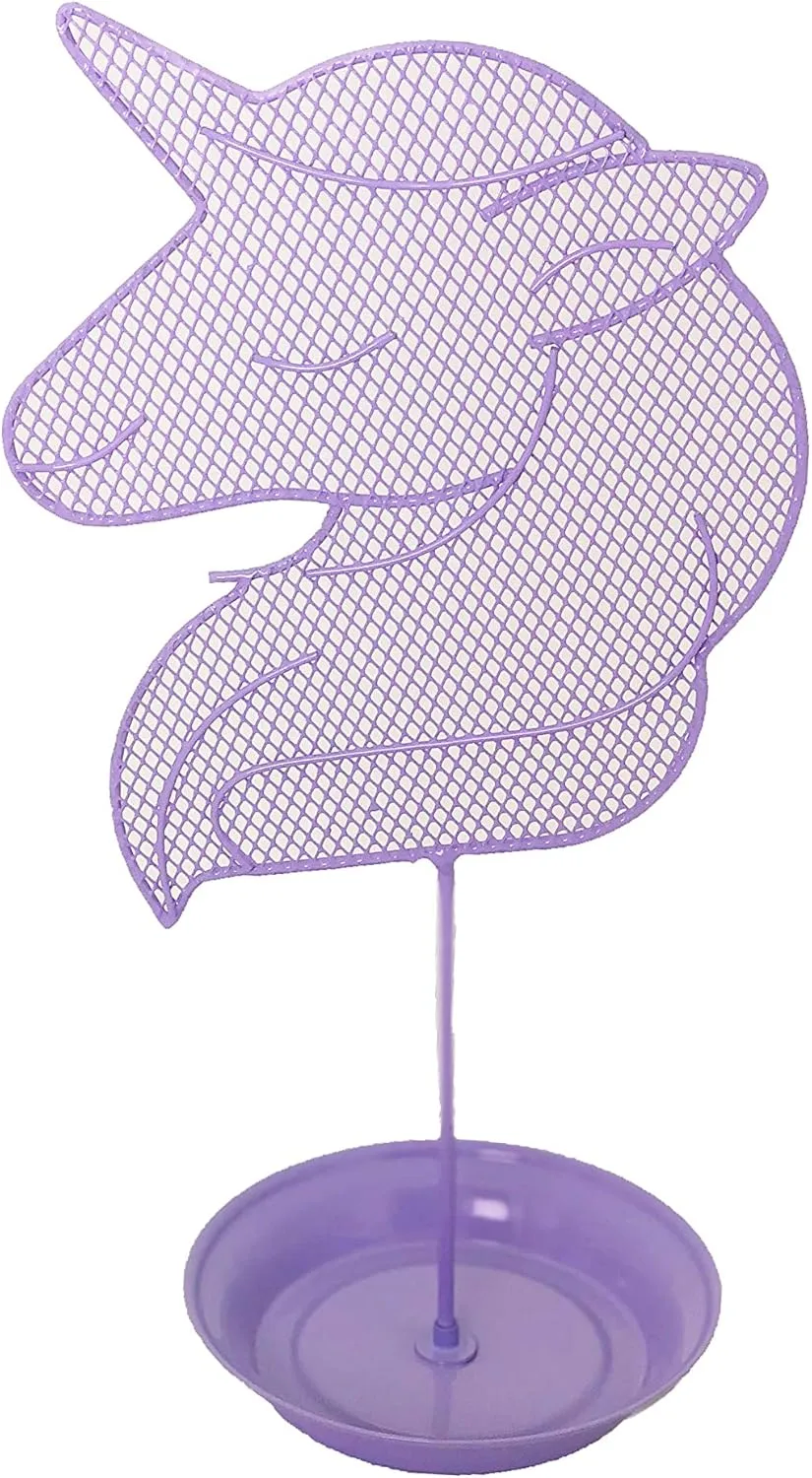 Bucasi CUTE UNICORN JEWELRY ORGANIZER - TEEN EARRING AND RING STAND - GIRLS GIFT IDEA (Purple)