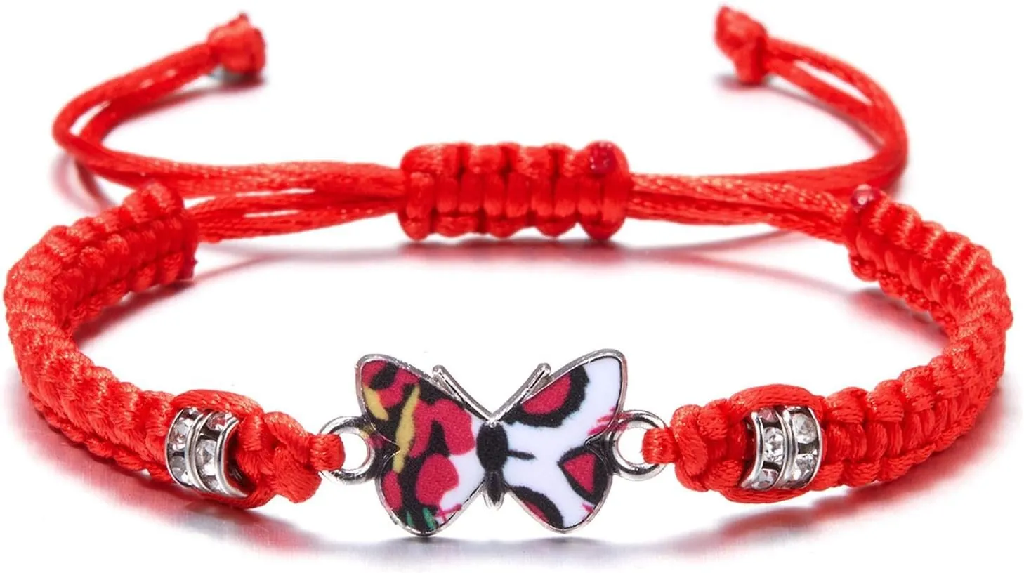 Butterfly Charm Bracelet Handmade Woven Adjustable Braided Rope Charming Butterfly Bracelet Colorful Lucky Butterfly Friendship Matching Bracelet