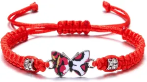Butterfly Charm Bracelet Handmade Woven Adjustable Braided Rope Charming Butterfly Bracelet Colorful Lucky Butterfly Friendship Matching Bracelet