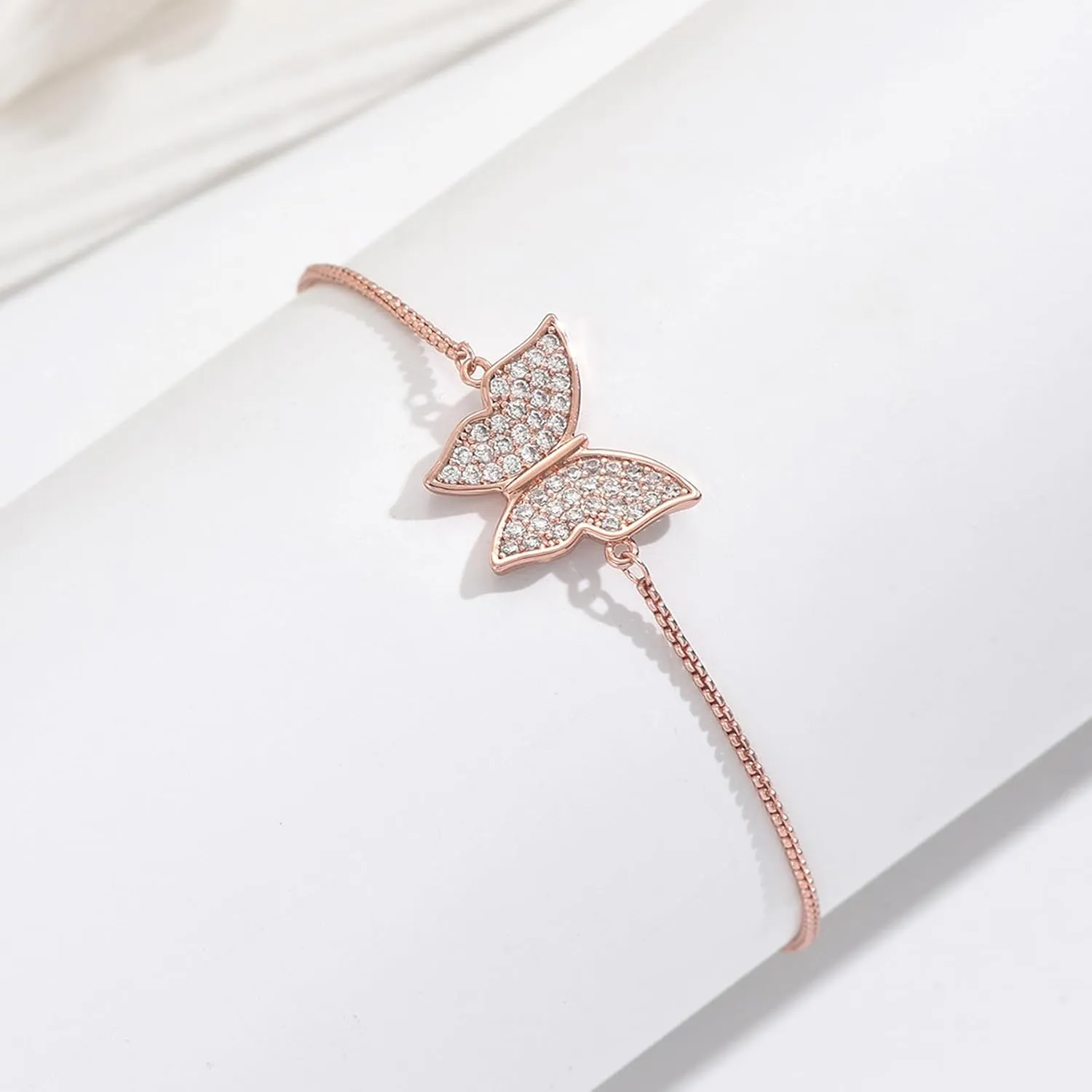 Butterfly Earring Necklace Bracelet Set - 14K Gold Plated Dainty Butterfly Jewelry Set with Cubic Zirconia, Birthday Bar Mitzvah Gifts for Women | Color: Gold/White Gold/Rose Gold