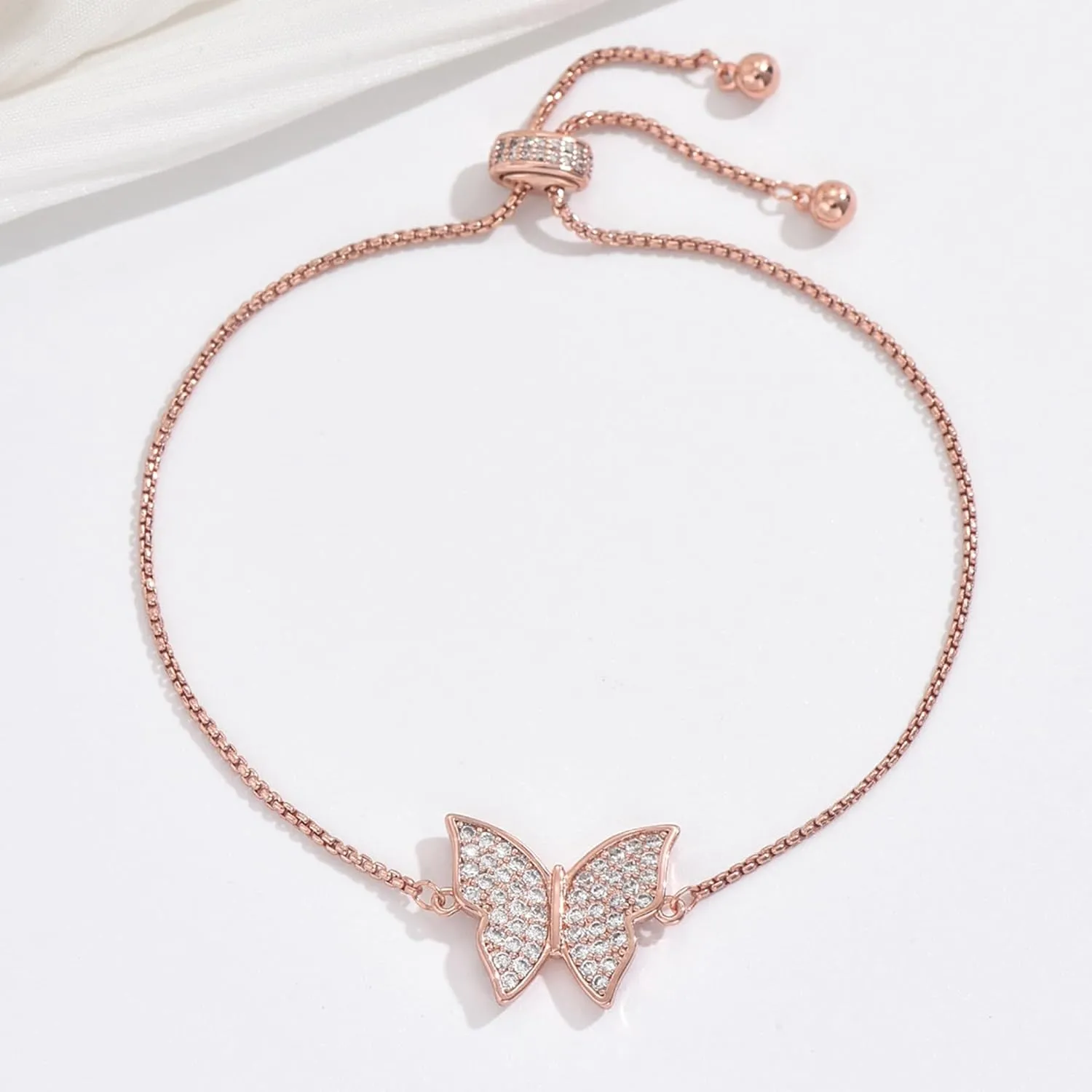 Butterfly Earring Necklace Bracelet Set - 14K Gold Plated Dainty Butterfly Jewelry Set with Cubic Zirconia, Birthday Bar Mitzvah Gifts for Women | Color: Gold/White Gold/Rose Gold