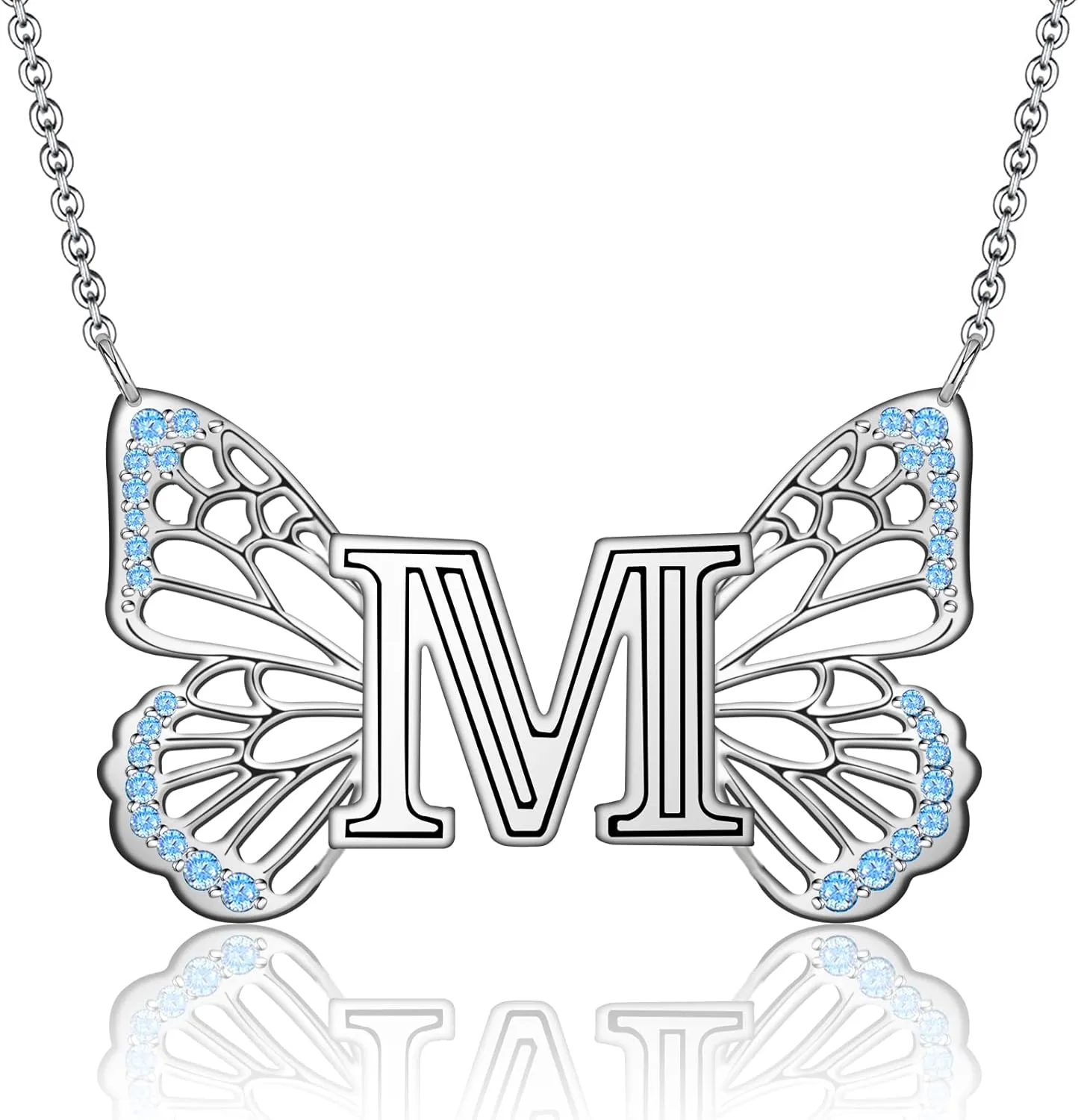 Butterfly Initial Necklaces for Women 925 Sterling Silver Initial Necklace Butterfly Initial Letter Jewelry for Women Mother's Day Gifts