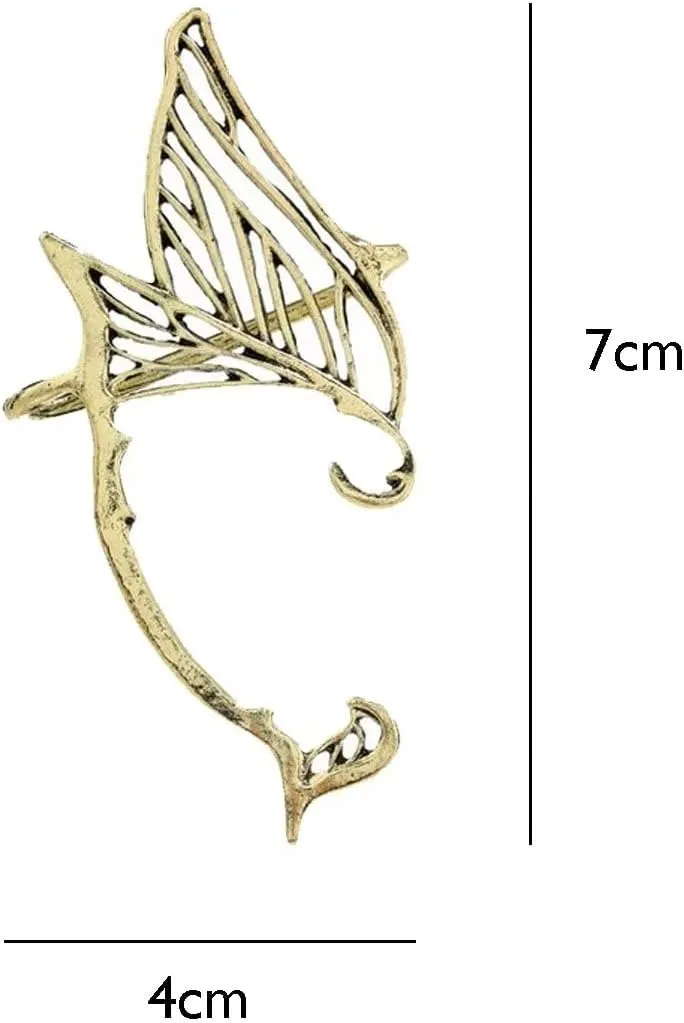 Butterfly Tassel Zircon Earrings for Women Non Piercing Shiny Butterfly Flower Ear Clips Wrap Ear Cuff Long Earring Charm Jewelry Gift 1 Pair- Silver