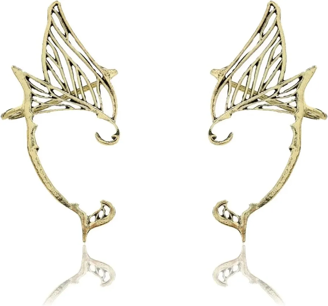 Butterfly Tassel Zircon Earrings for Women Non Piercing Shiny Butterfly Flower Ear Clips Wrap Ear Cuff Long Earring Charm Jewelry Gift 1 Pair- Silver