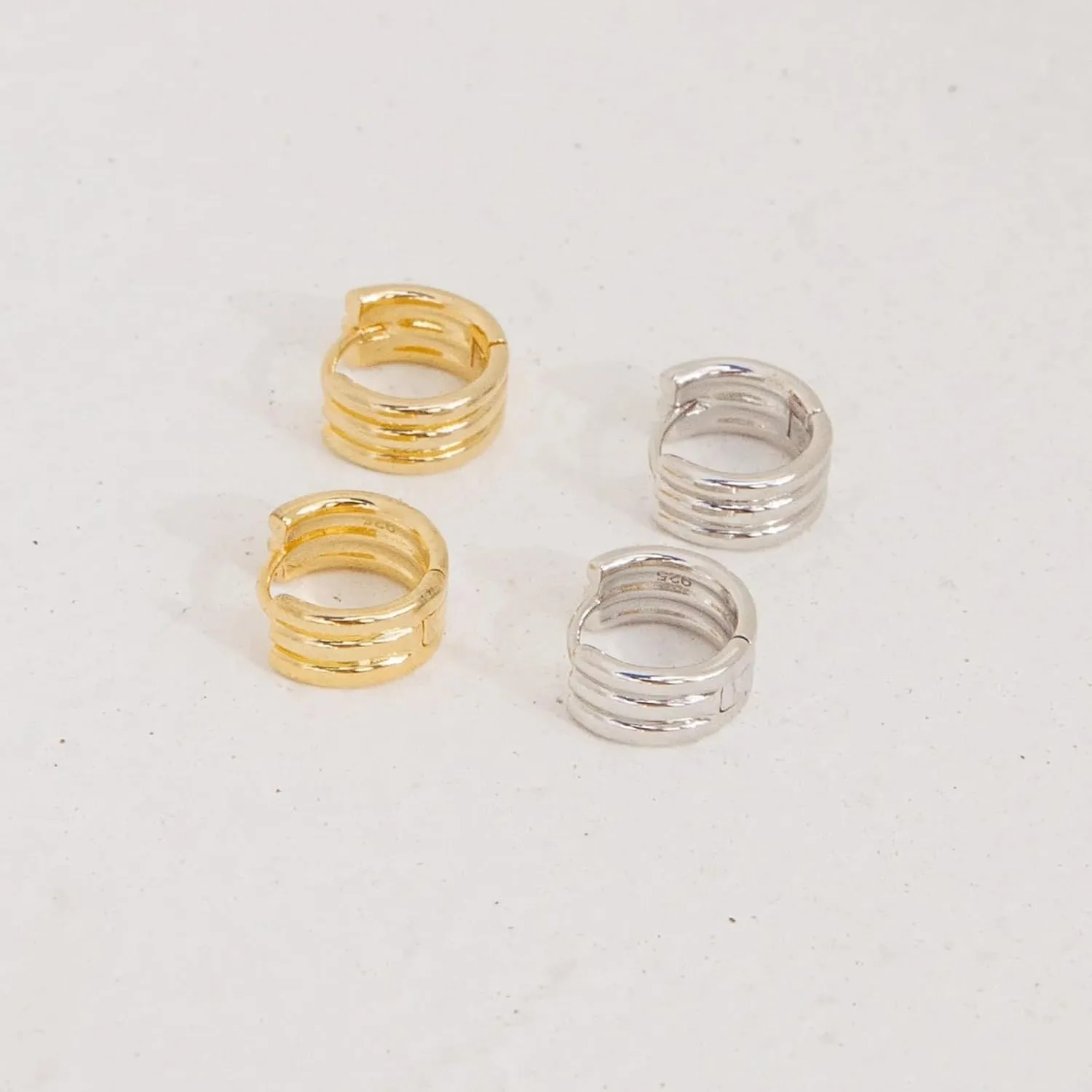 CAITLYNMINIMALIST 18K Gold Plated Sterling Silver Chunky Bold Statement Thick Trendy Glam Stacking Mini Huggie Hoop Earrings for Women