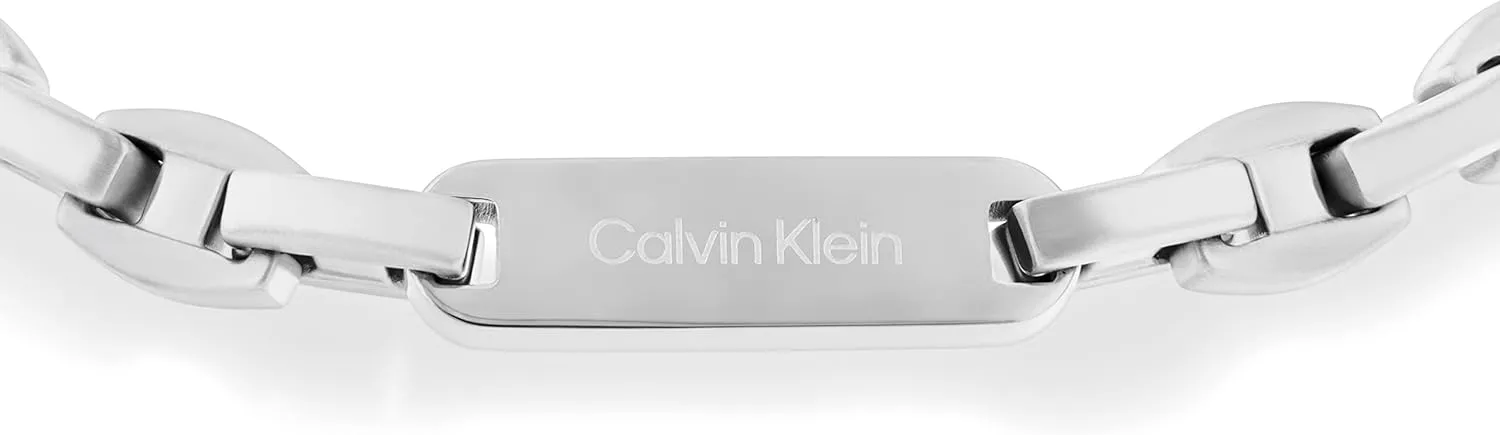 Calvin Klein Men's Stainless Steel Bold Statement Chain Bracelet with Polished ID Plaque