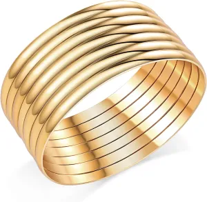 Castillna Stainless Steel Extra Extra Large (XXL) Plus Size Bangle Bracelets Set for Women, Set of 7 Pieces, 9.6 Inches