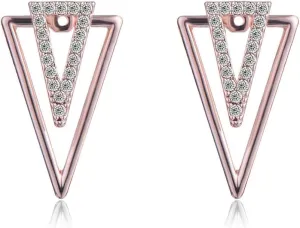 Charming Crystal Double Geometrical Triangle Ear Jacket Front Back Stud Earrings