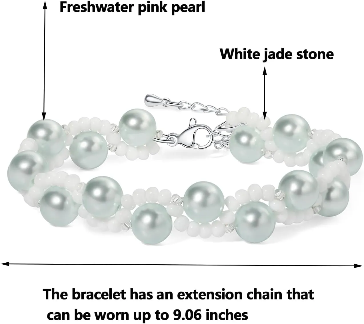 Charming Ocean Blue Freshwater Pearl Bracelet - Adjustable Extender Chain, Summer Beach Bracelet, Fashionable Women's Jewelry for Yourself and Friends