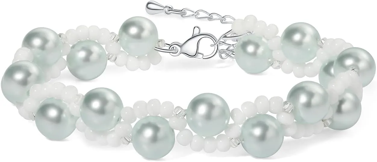 Charming Ocean Blue Freshwater Pearl Bracelet - Adjustable Extender Chain, Summer Beach Bracelet, Fashionable Women's Jewelry for Yourself and Friends
