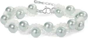 Charming Ocean Blue Freshwater Pearl Bracelet - Adjustable Extender Chain, Summer Beach Bracelet, Fashionable Women's Jewelry for Yourself and Friends