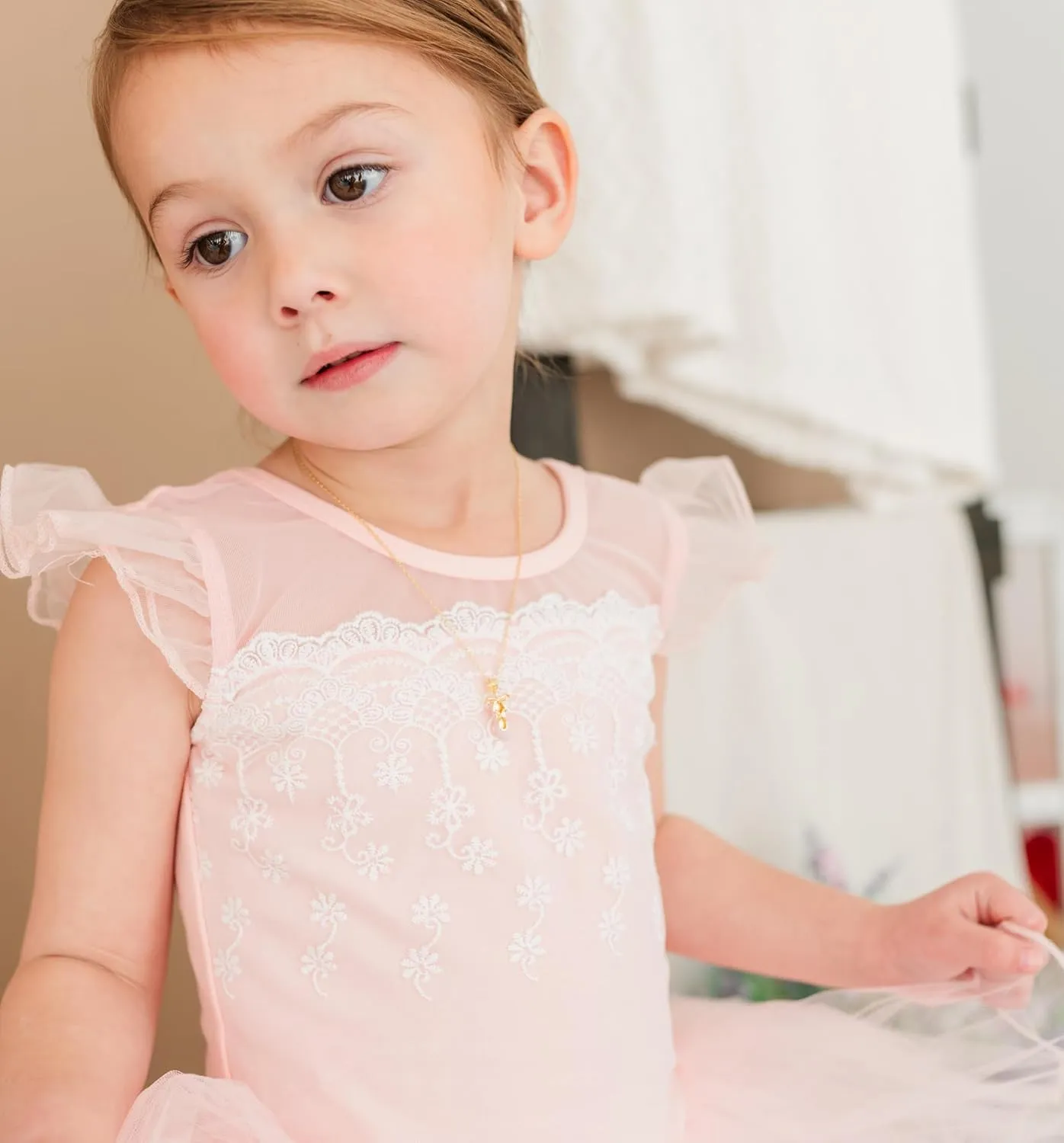 Cherished Moments Sterling Silver Pink Ballet Slipper Shoe Necklace for Children, Toddlers, Little Girls, Kids, Teens, or Adults, Dance Recital Gifts