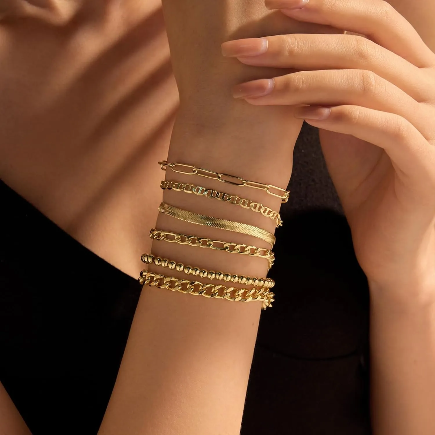 choice of all Chunky Gold Bracelet Stack Cuff Bangles for Women Trendy Non Tarnish Dainty Silver Chain Bracelet Layered Snake Chain Cuban Link Bracelet Pack for Women 2025