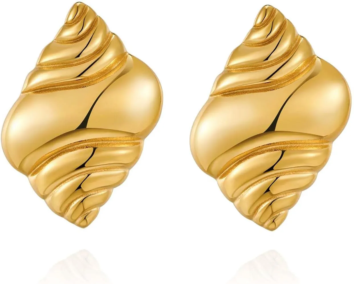 Chunky Croissant Stud Earrings for Women,Cute Thick Gold Plated Statement Earrings Unique Funky Lightweight Geometric Earrings Irregular Dainty Earrings Fashion Minimalist Jewelry