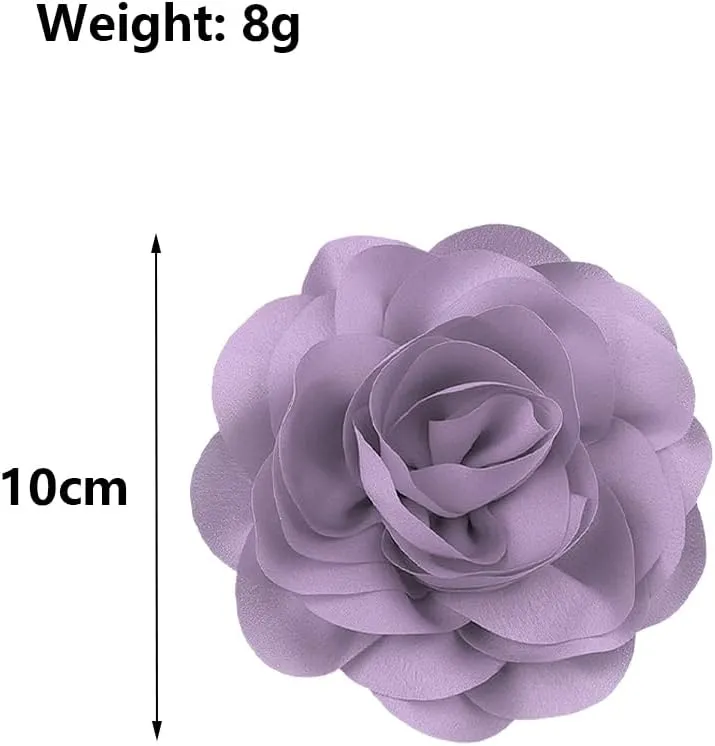 Chunky Flower Brooches Pins for Women,Trendy Charming Chiffon Red Rose Corsage, Aesthetic Accessories for Wedding Ceremony