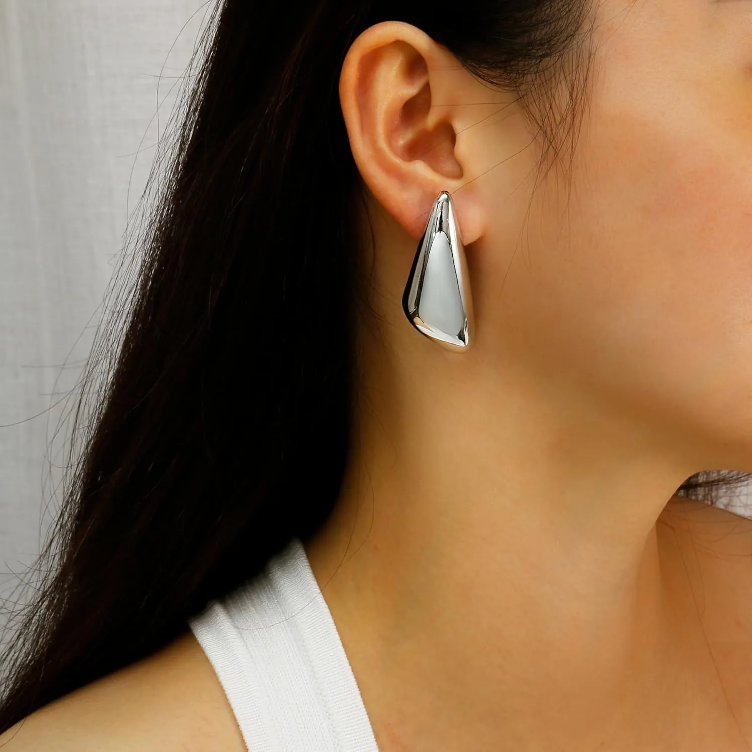 Chunky Gold Dangle Earrings For Women Gold Plated Statement Earrings Large Minimalist Geometric Long Triangle Exaggerated Stud Earring For Women Trendy