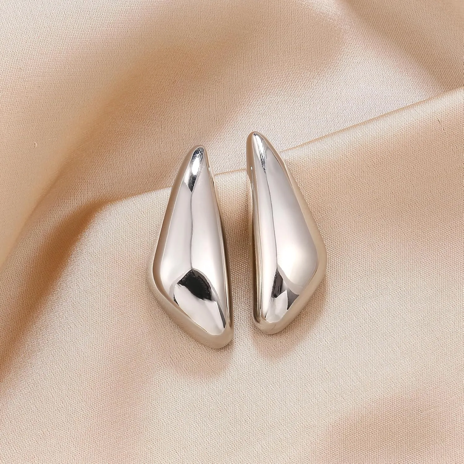 Chunky Gold Dangle Earrings For Women Gold Plated Statement Earrings Large Minimalist Geometric Long Triangle Exaggerated Stud Earring For Women Trendy