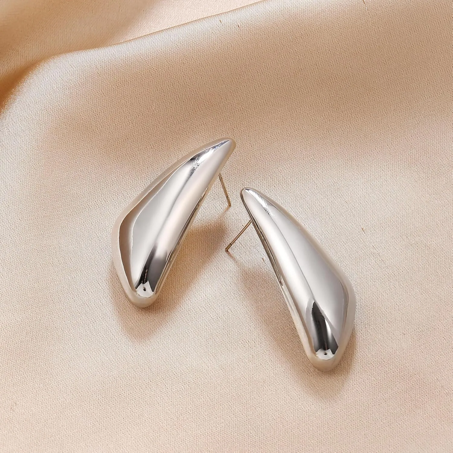 Chunky Gold Dangle Earrings For Women Gold Plated Statement Earrings Large Minimalist Geometric Long Triangle Exaggerated Stud Earring For Women Trendy