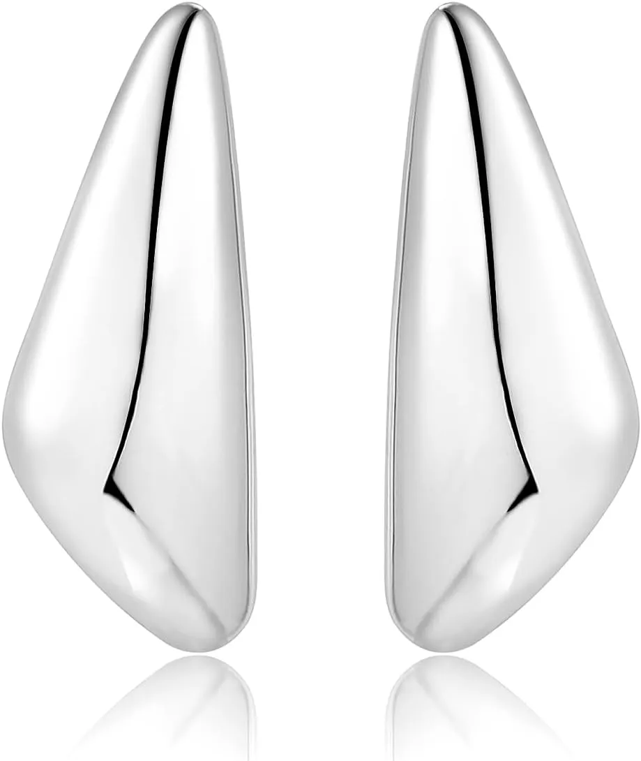 Chunky Gold Dangle Earrings For Women Gold Plated Statement Earrings Large Minimalist Geometric Long Triangle Exaggerated Stud Earring For Women Trendy