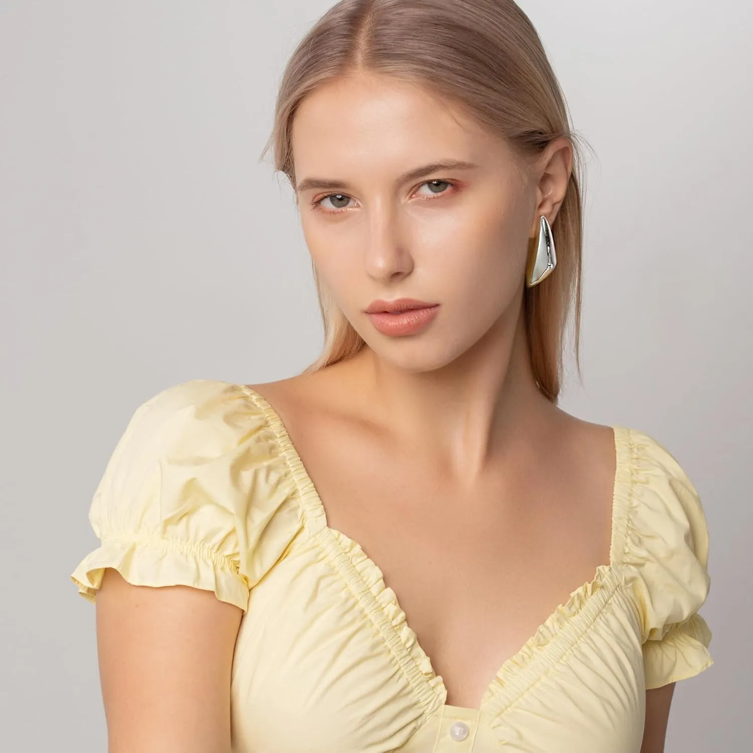 Chunky Gold Dangle Earrings For Women Gold Plated Statement Earrings Large Minimalist Geometric Long Triangle Exaggerated Stud Earring For Women Trendy