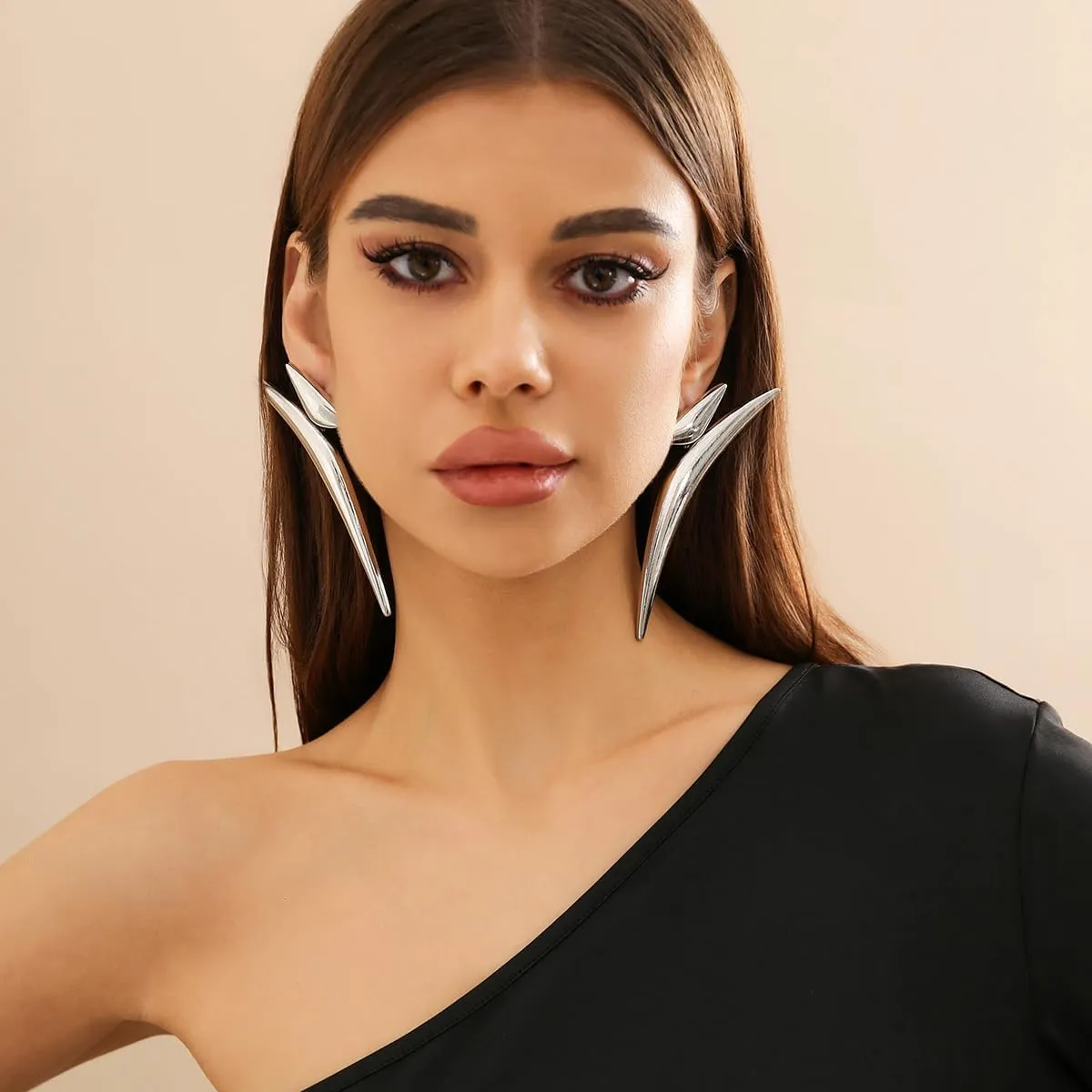 Chunky Gold Dangle Earrings Gold Plated Statement Earrings Large Minimalist Geometric Long Triangle Exaggerated Stud Earring For Women Trendy