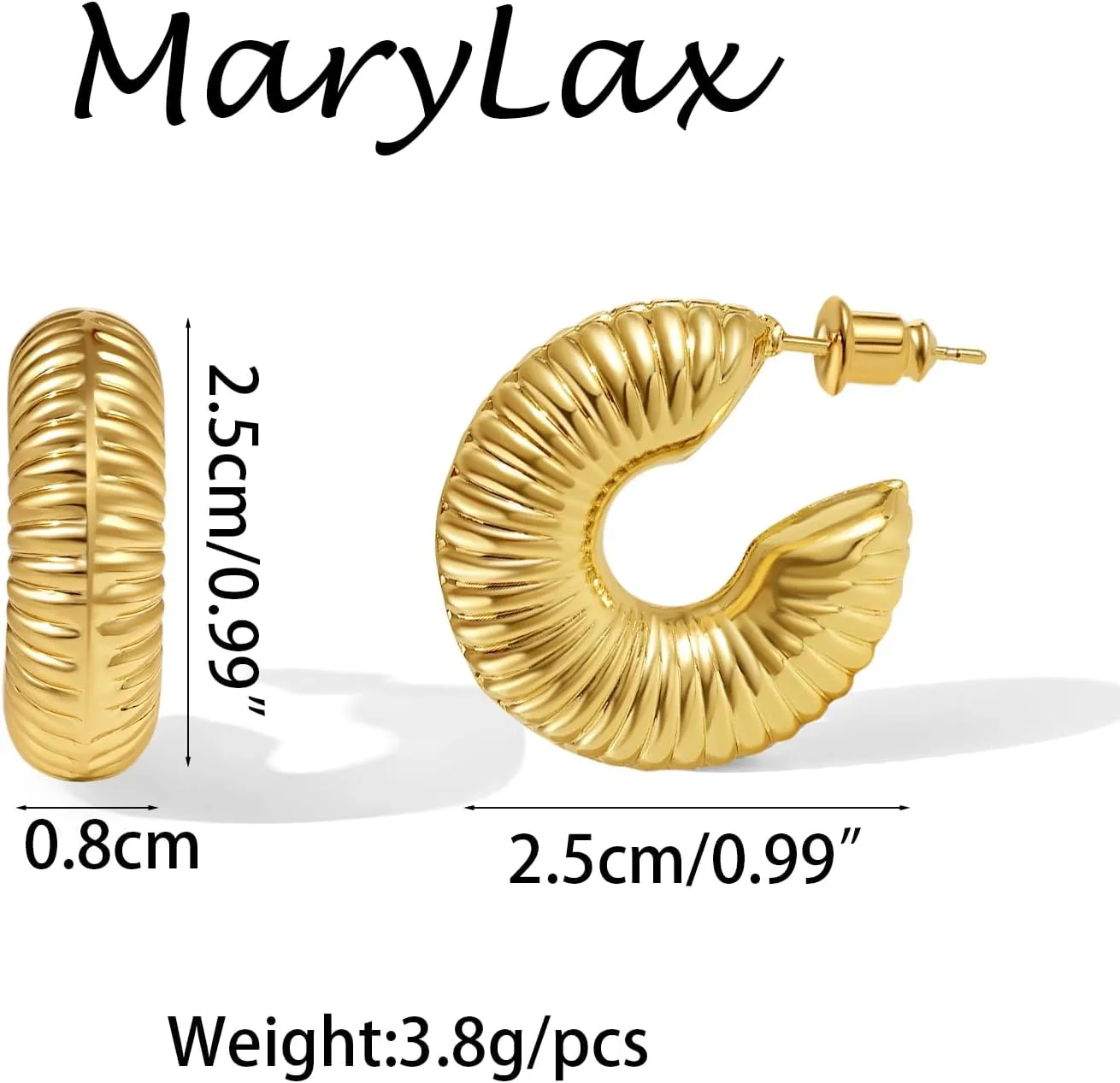 Chunky Gold Earrings Dupes for Women 14K Gold Plated Hoop Earrings Trendy Hypoallergenic Lightweight Waterdrop Hollow Open Hoops Fashion Jewelry for Women