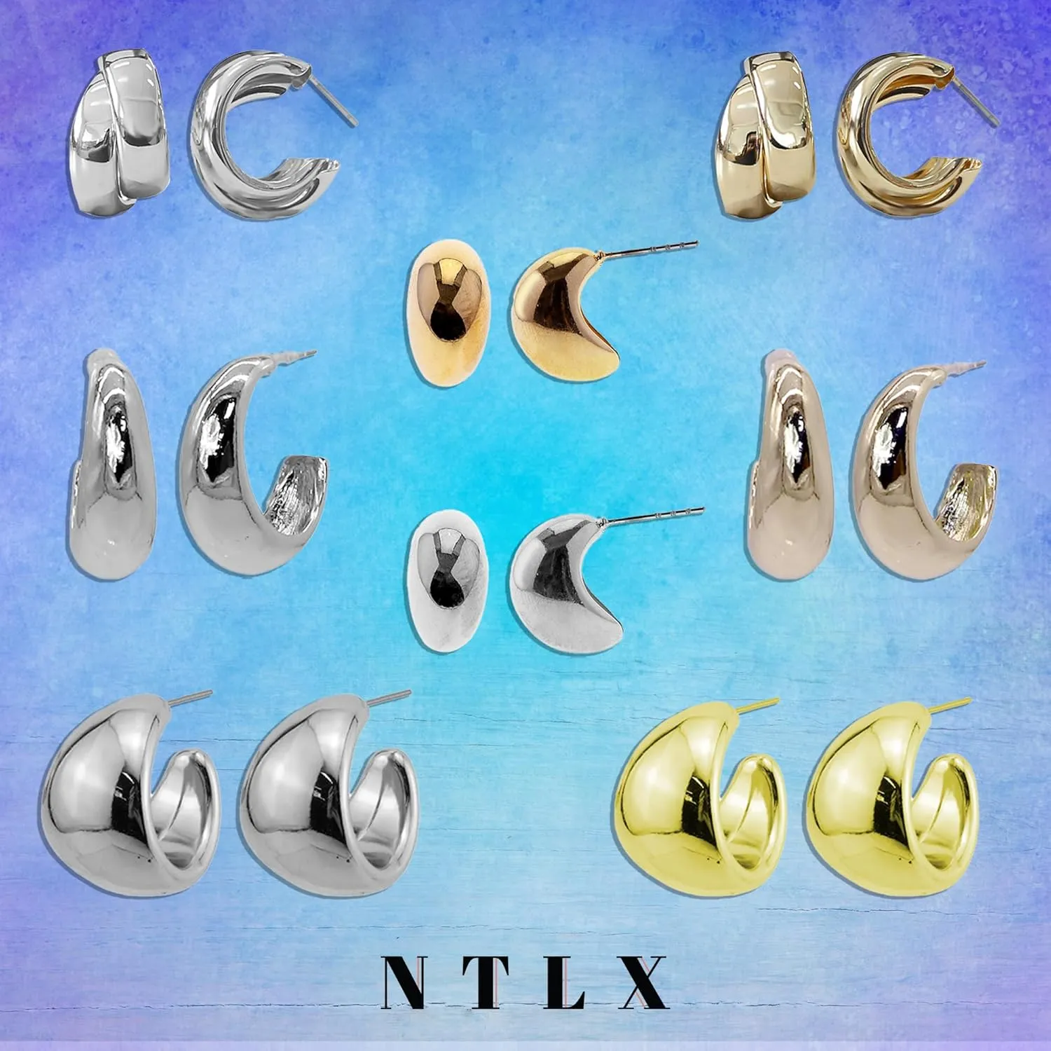 Chunky Gold Hoop Earrings for Women  Dupes Earrings Trendy Lightweight Bold Puffy Organic Hollow Open Hoops  Hypoallergenic Gold Plated Fashion Jewelry for Women - included Gift Box