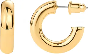 Chunky Gold Hoop Earrings for Women,14K Gold Plated Earrings,Hypoallergenic, Non Tarnish Dainty Design, Simple Elegance,Jewelry Gift 20/25/30/40/50MM