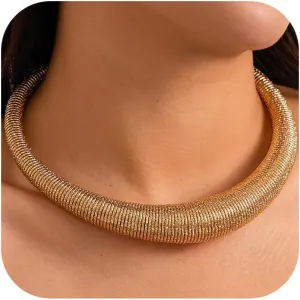 Chunky Gold Necklace for Women Statement Chunky Choker Necklace Thick Snake Chain Collar Torque Layered Necklaces Jewelry Gifts