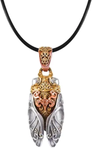 Cicada Necklace Vintage Cicada Pendant Copper Insect Pendants Weird Jewelry Suitable for Men and Women's Holiday Parties
