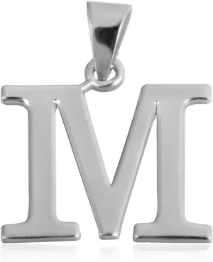 Claddagh Gold .925 Sterling Silver Initial Pendant Charm  Personalized Alphabet Letter Jewelry in 0.80mm or 0.55mm Block Font