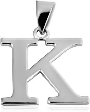Claddagh Gold .925 Sterling Silver Initial Pendant Charm  Personalized Alphabet Letter Jewelry in 0.80mm or 0.55mm Block Font