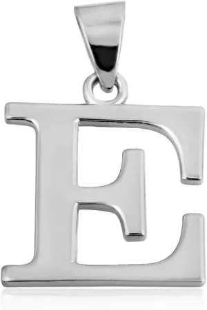 Claddagh Gold .925 Sterling Silver Initial Pendant Charm  Personalized Alphabet Letter Jewelry in 0.80mm or 0.55mm Block Font