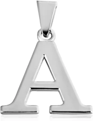 Claddagh Gold .925 Sterling Silver Initial Pendant Charm  Personalized Alphabet Letter Jewelry in 0.80mm or 0.55mm Block Font