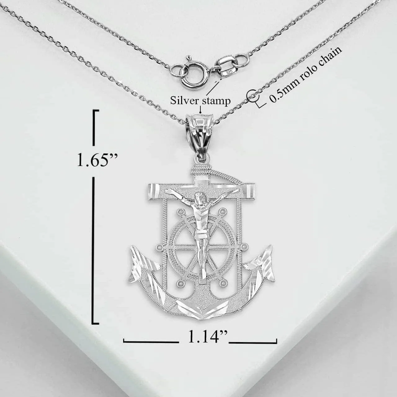 Claddagh Gold Exquisite .925 Sterling Silver Mariner Crucifix Jesus Christ Anchor Cross Nautical Pendant Necklace - Choice of Metal & Length