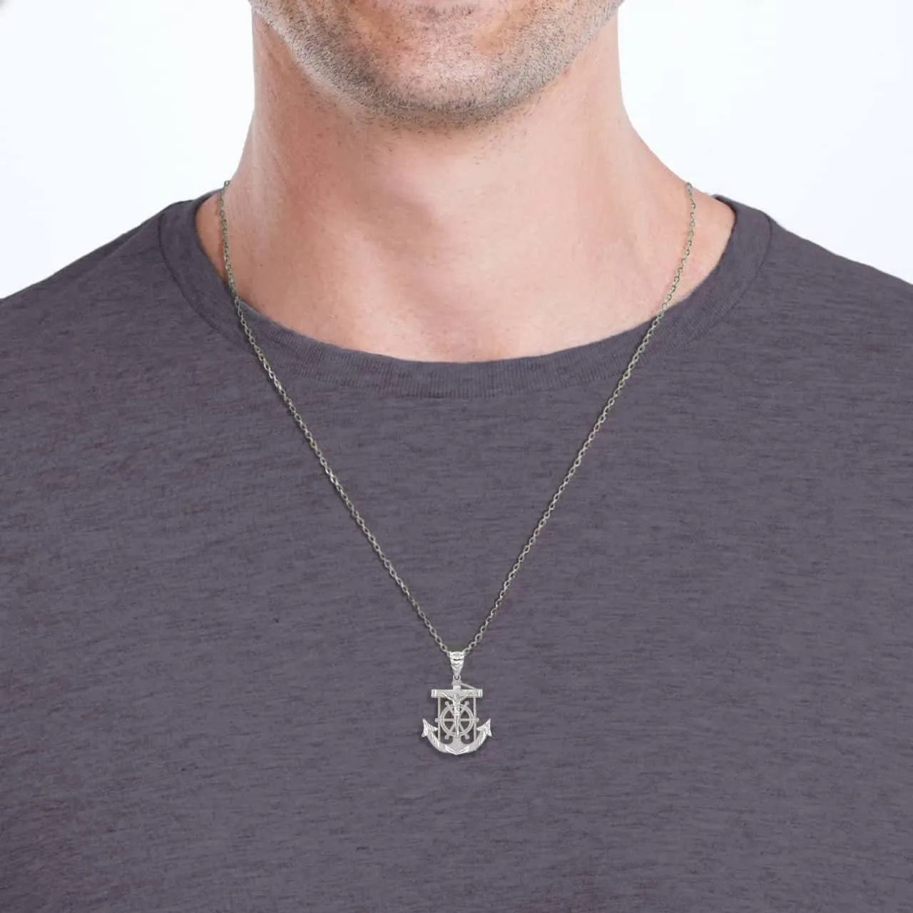 Claddagh Gold Exquisite .925 Sterling Silver Mariner Crucifix Jesus Christ Anchor Cross Nautical Pendant Necklace - Choice of Metal & Length