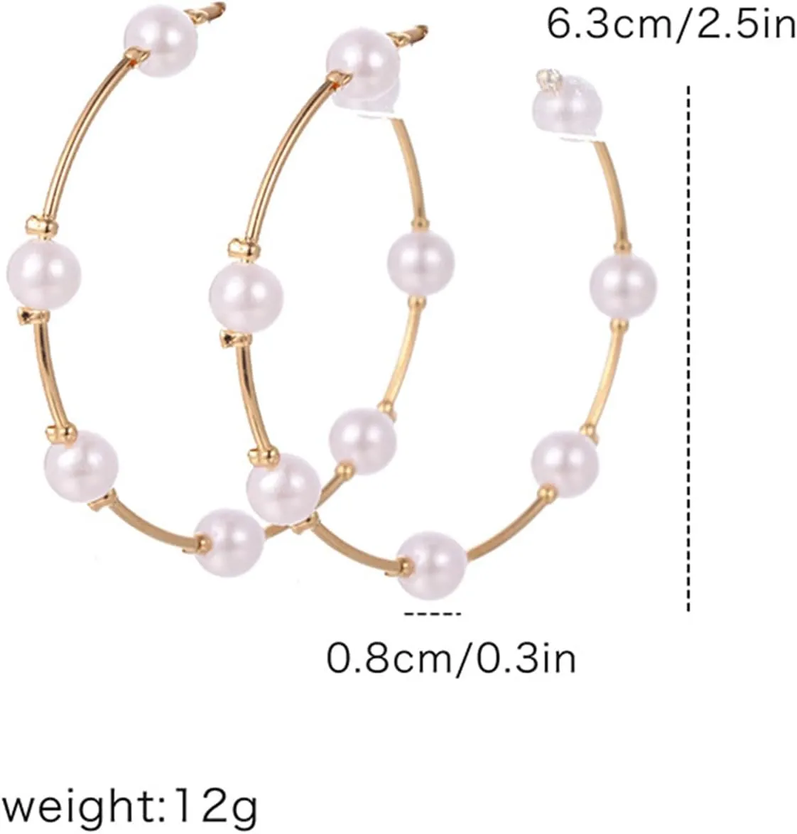 coadipress Pearl Hoop Earrings Fashion Elegant Gold Plated Large Lightweight Artificial Pearl Earrings Drop Dangle Earrings Wedding Jewelry Gifts
