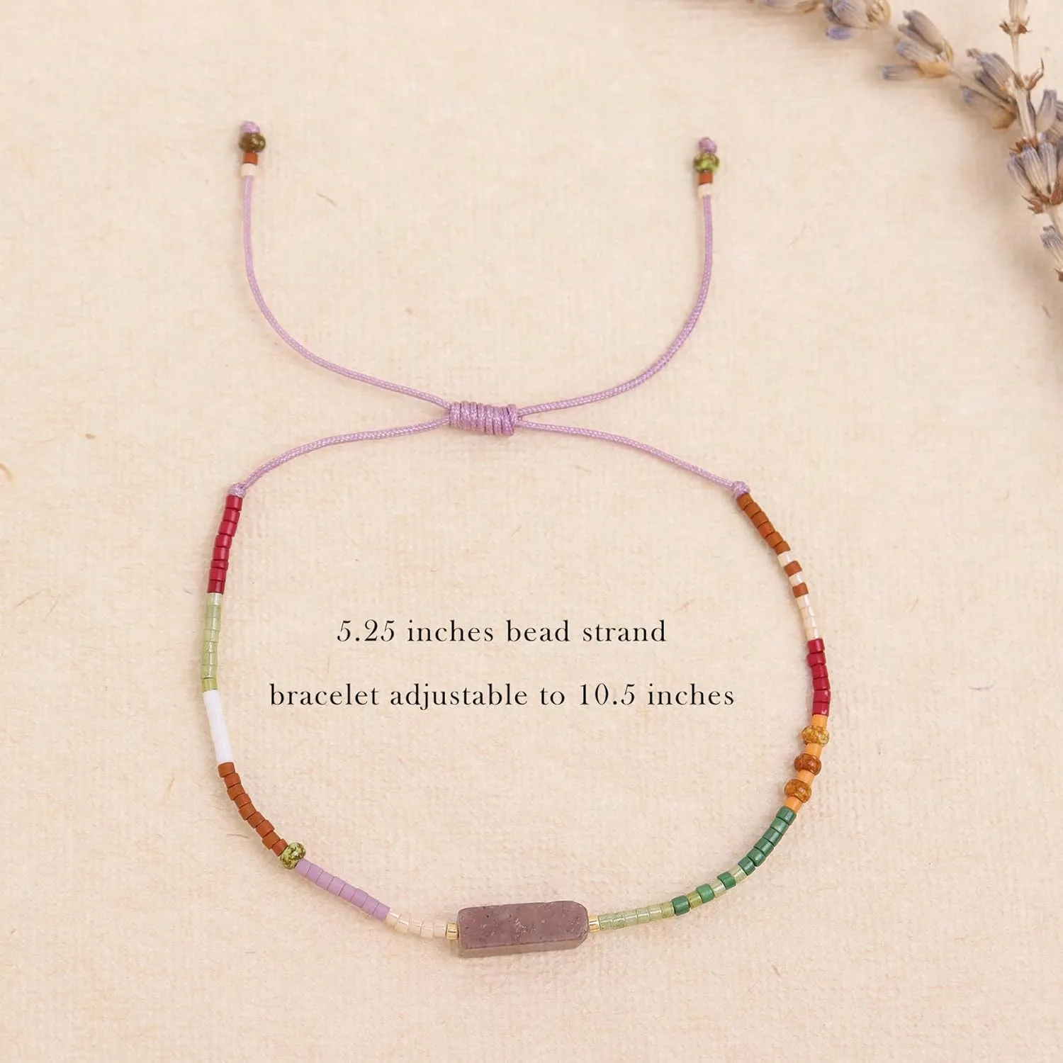 Colorful Beaded Gemstone Bracelets for Women,Cute Square Natural Stone Adjustable Purple String Bohemia Multicolor Beads Bracelet Friendship Fashion Jewelry Gift.